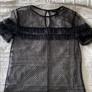 Black transparent blouse, with key hole close.
